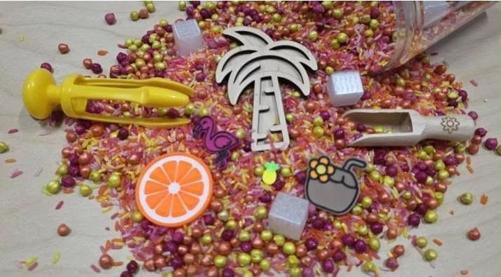 Lot complet pour jeu sensoriel - thème tropical