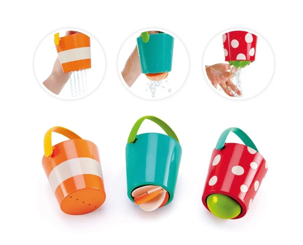Ensemble de 3 seaux colorés pour le bain - Jouet bain