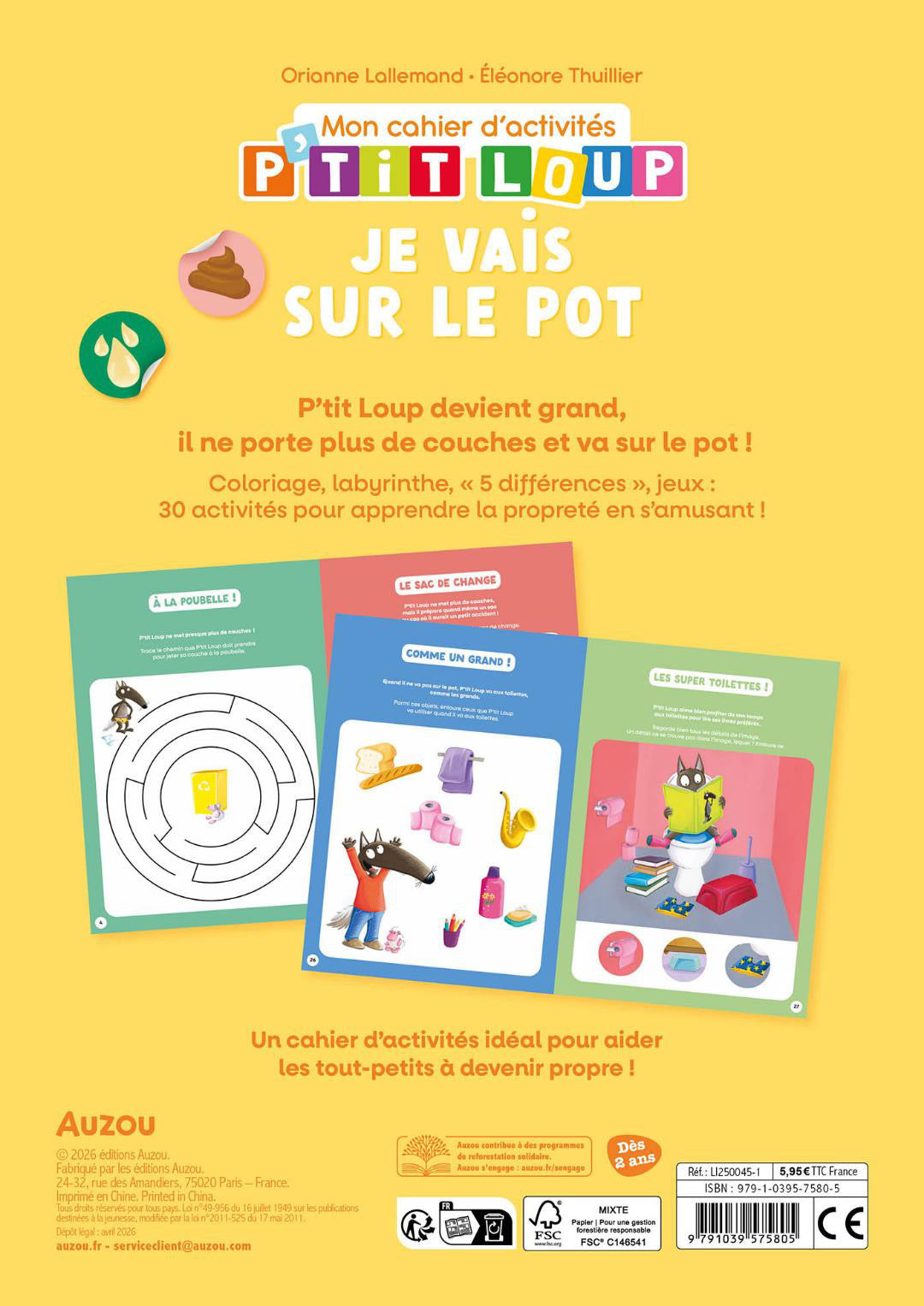P'TIT LOUP - MON CAHIER D'ACTIVITÉS - JE VAIS SUR LE POT
