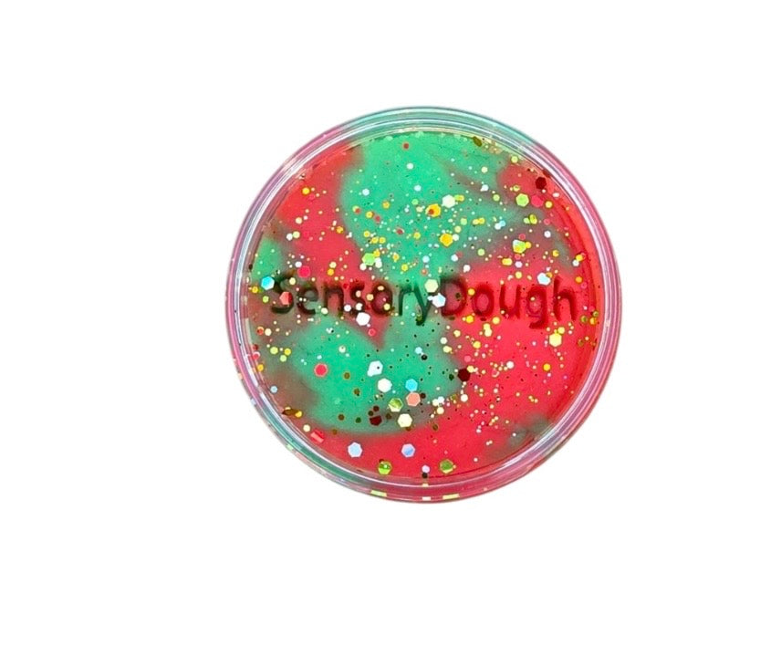 Pâte à modeler avec paillettes rouge et vert