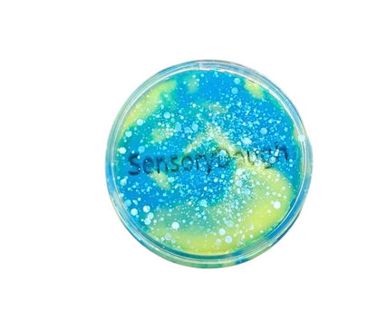 Pâte à modeler avec paillettes jaune et bleu
