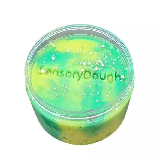 Pâte à modeler avec paillettes jaune et vert
