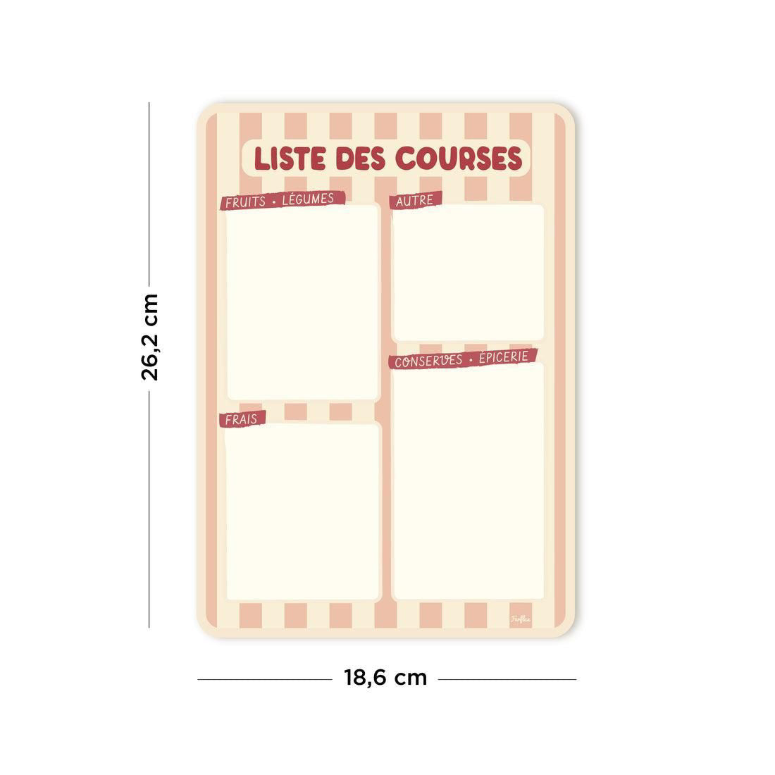Liste de courses magnétique Rayures Rose