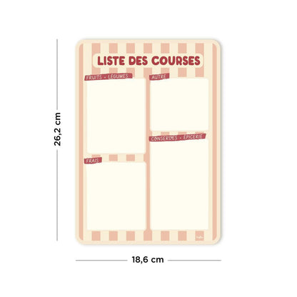 Liste de courses magnétique Rayures Rose