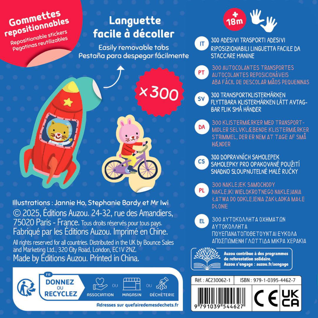 BOÎTE MÉTAL - 300 GOMMETTES - LES TRANSPORTS