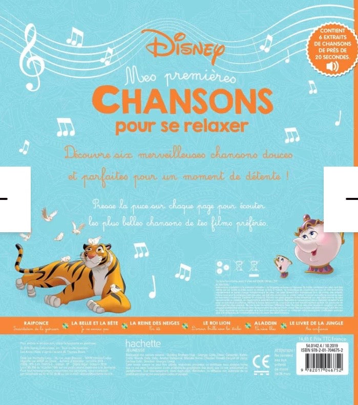 LIVRE - DISNEY - Mes Premières Chansons pour se relaxer