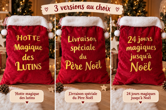 Hotte de Noël personnalisée - 3 versions au choix - PRÉCOMMANDE