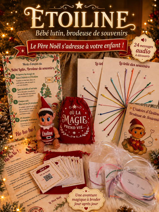 Box Bébé Lutin Étoiline & Hotte Magique Parlante – Mission Brodeur de Souvenirs