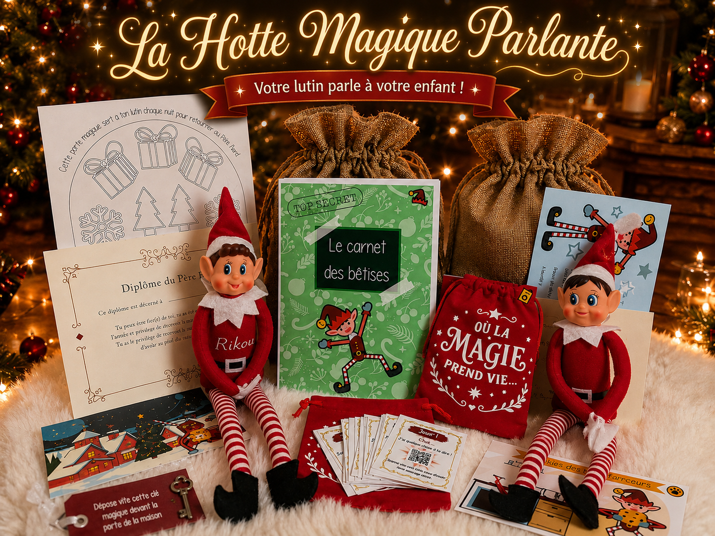 Box Lutin Farceur & Hotte Magique Parlante - 24 messages de votre lutin