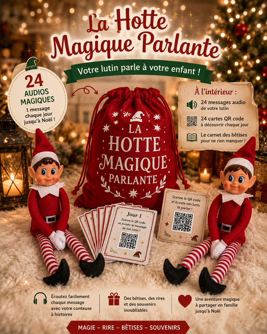 Hotte Magique Parlante – 24 messages de votre lutin & Carnet des Bêtises