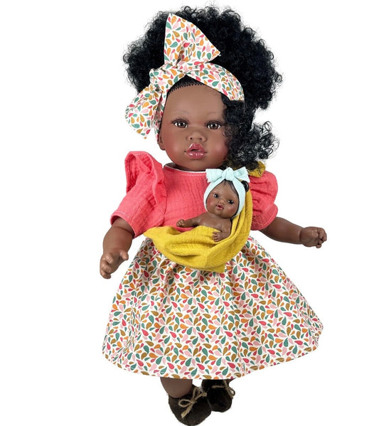 POUPÉE ADDIS AVEC BÉBÉ CORAIL