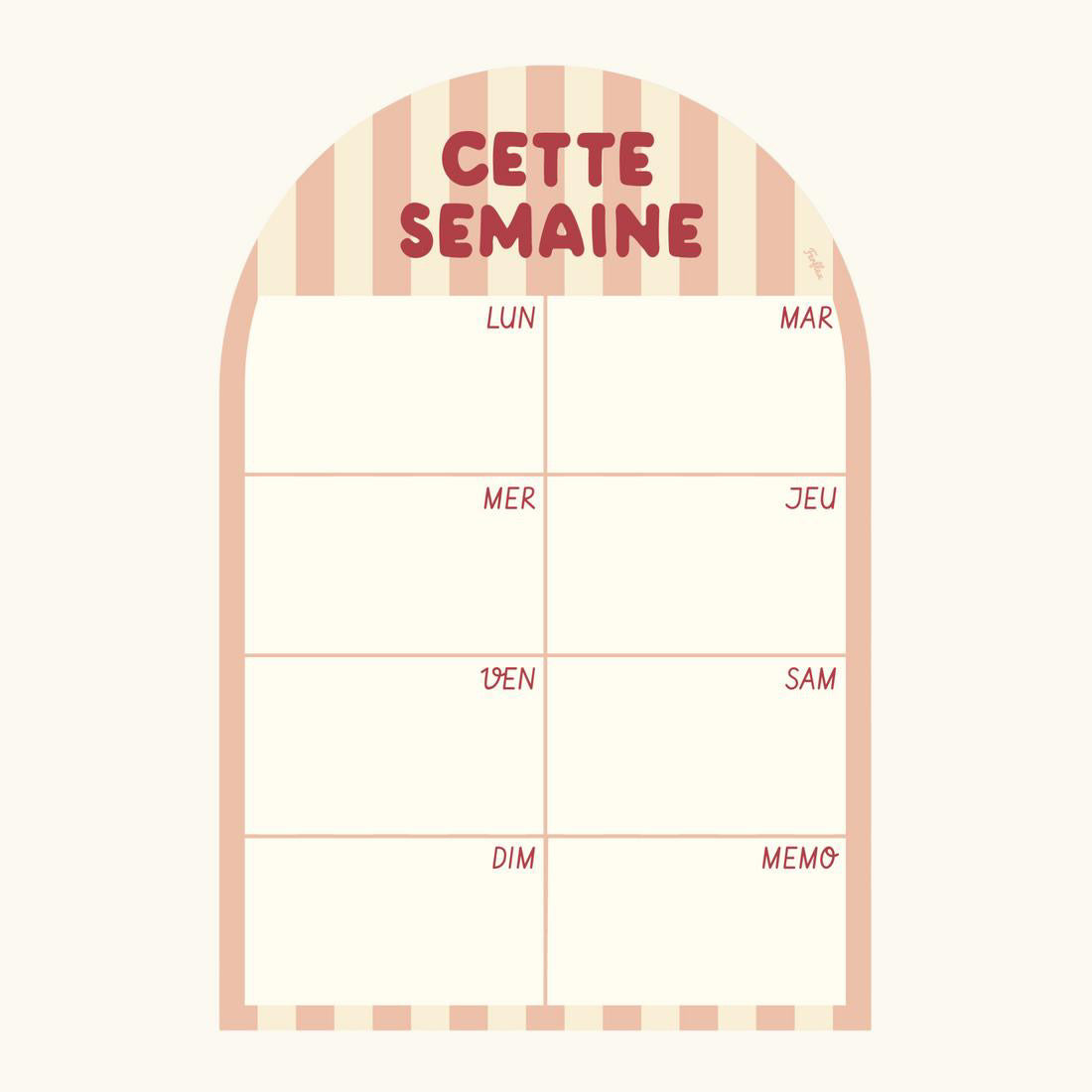 Planning magnétique hebdomadaire Rayures - Cette semaine Rose