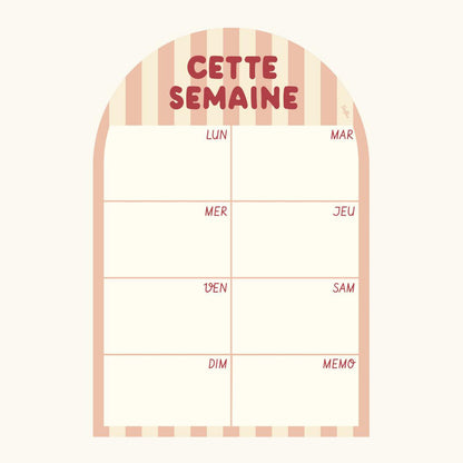 Planning magnétique hebdomadaire Rayures - Cette semaine Rose