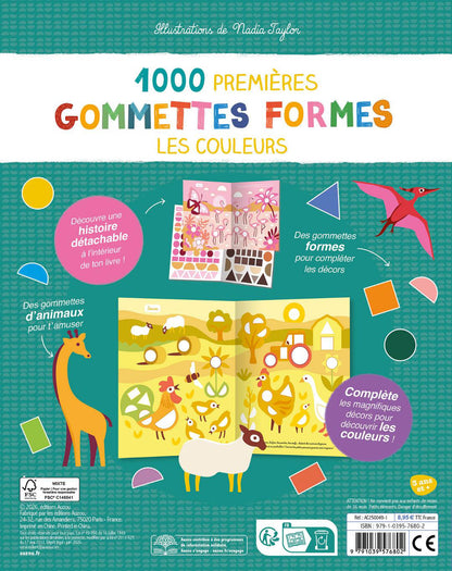 Mes tout premiers autocollants - 1000 premières gommettes formes les couleurs