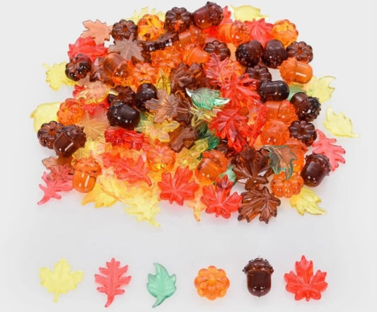 Tickit Feuilles et glands/citrouilles translucides - Lot de 120 Tickit