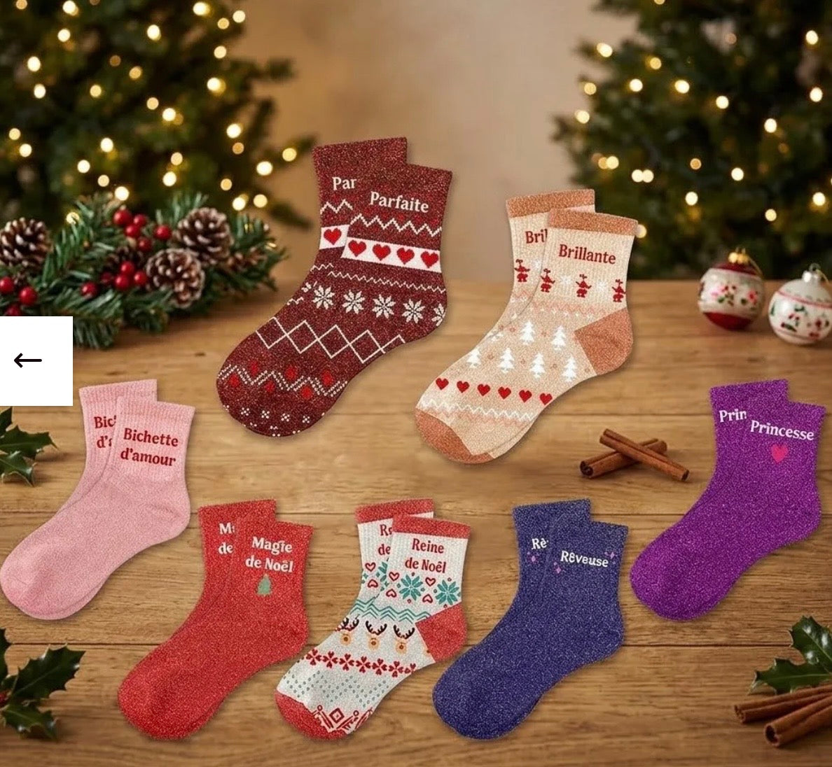 CALENDRIER DE NOEL CHAUSSETTES PAILLETTES
