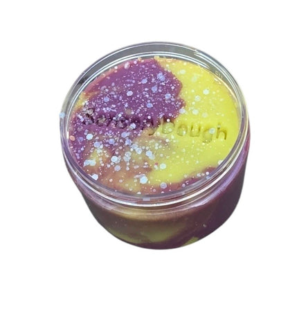 Pâte à modeler avec paillettes jaune et violet