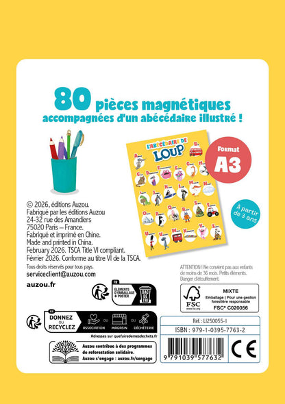 Mes lettres magnétiques en bois p’tit loup