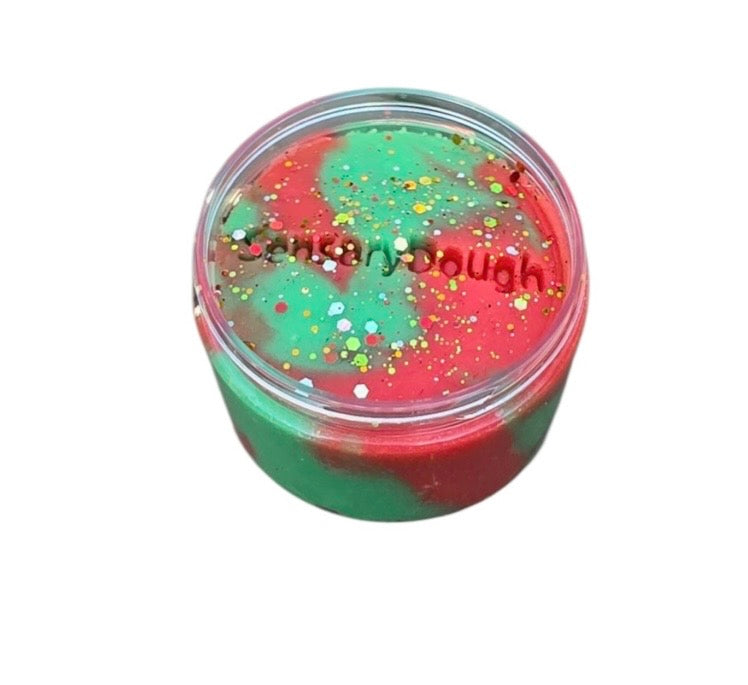 Pâte à modeler avec paillettes rouge et vert