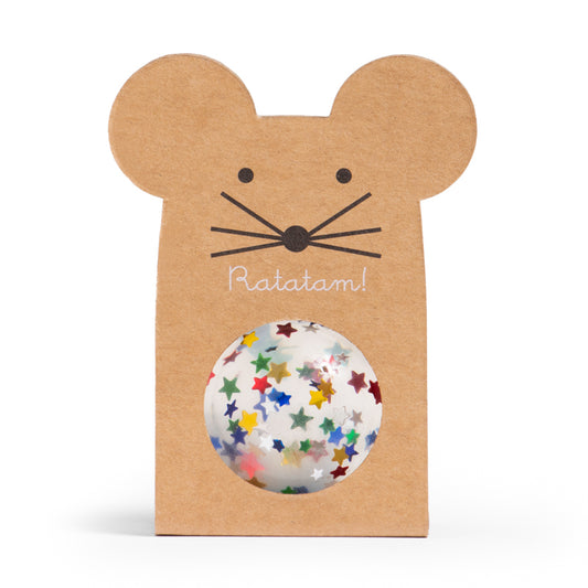 Balle rebondissante souris à paillettes 43mm