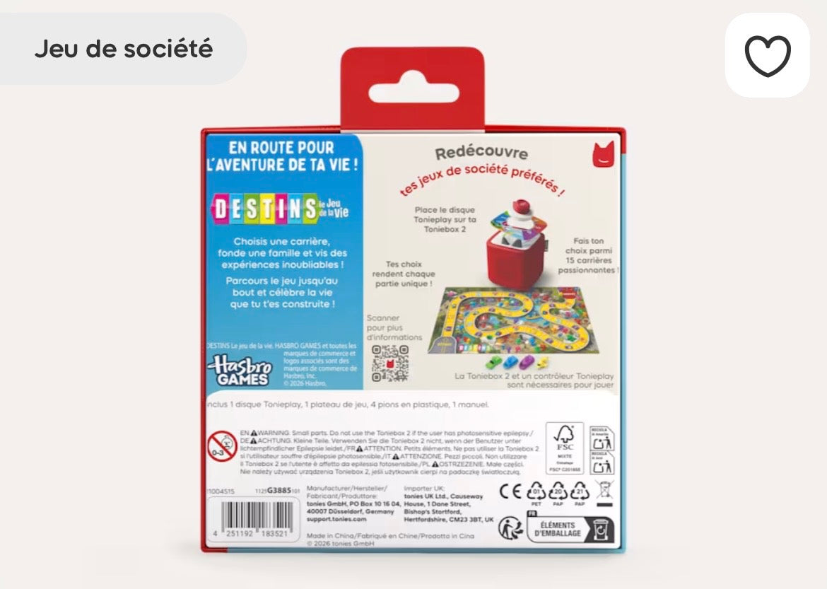 Destins : Le Jeu De La Vie Tonieplay