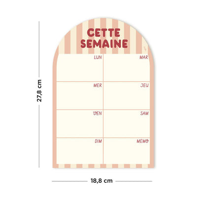 Planning magnétique hebdomadaire Rayures - Cette semaine Rose