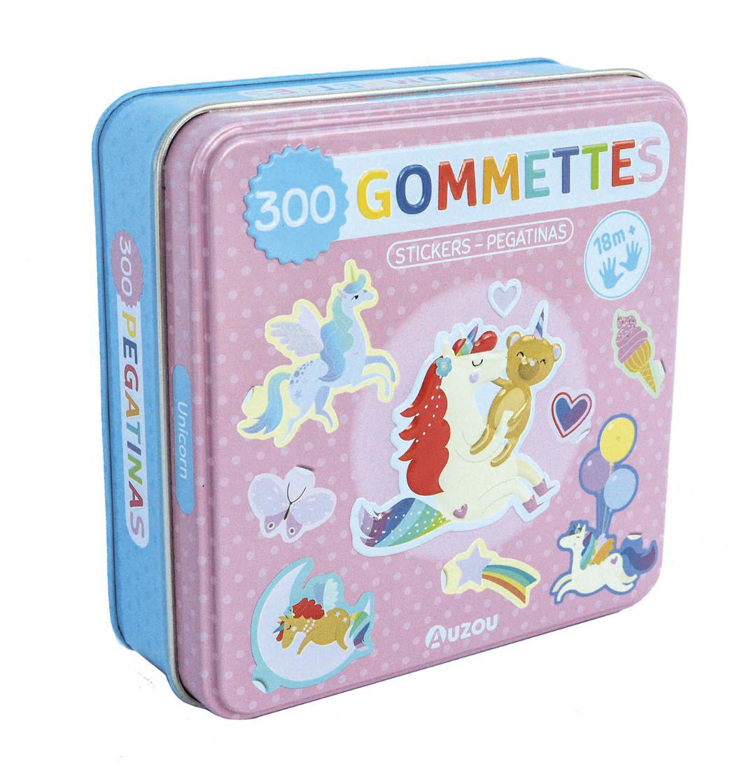 BOÎTE MÉTAL - 300 GOMMETTES - LES LICORNES