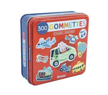 BOÎTE MÉTAL - 300 GOMMETTES - LES TRANSPORTS