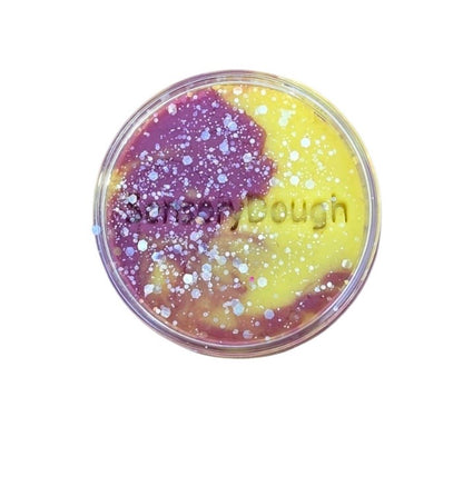 Pâte à modeler avec paillettes jaune et violet