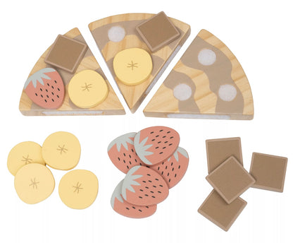 Jouet en bois enfant - Pizza dessert en bois
