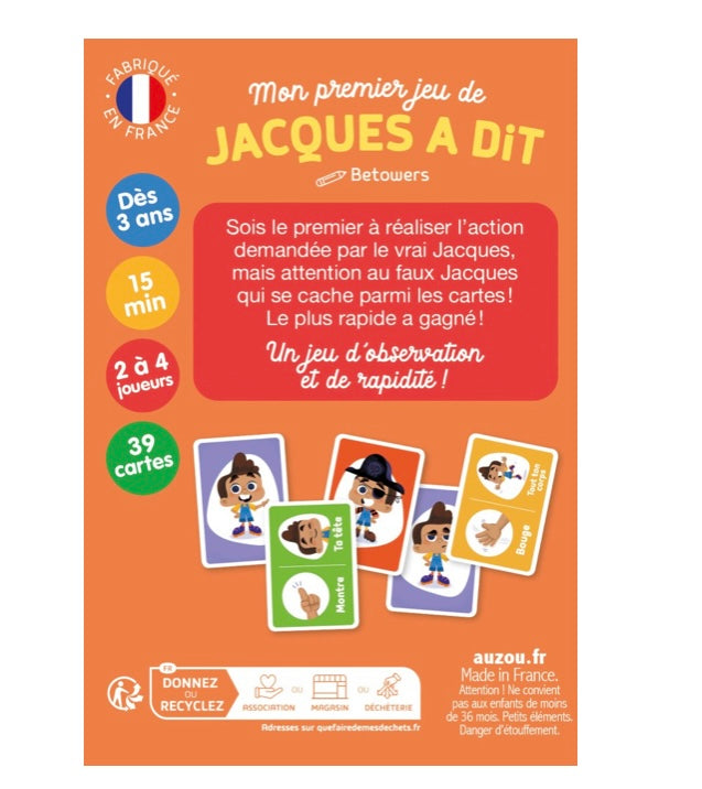 JEU DE CARTES - mon premier Jacques a dit