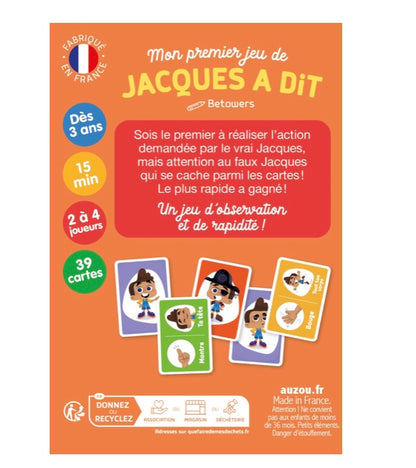 JEU DE CARTES - mon premier Jacques a dit