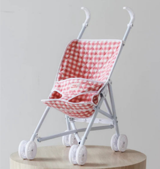 Poussette rose Vichy