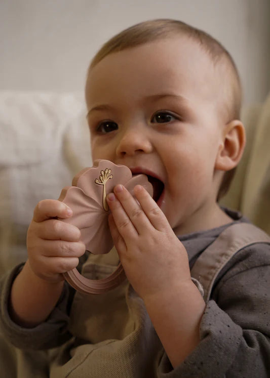 Anneau de Dentition en Silicone Hibiscus - Beige