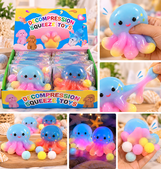 Poulpe Squishy à Presser – Jouet Sensoriel Multicolore