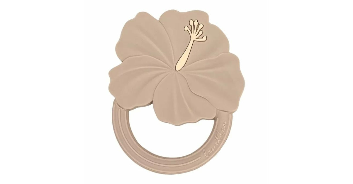 Anneau de Dentition en Silicone Hibiscus - Beige